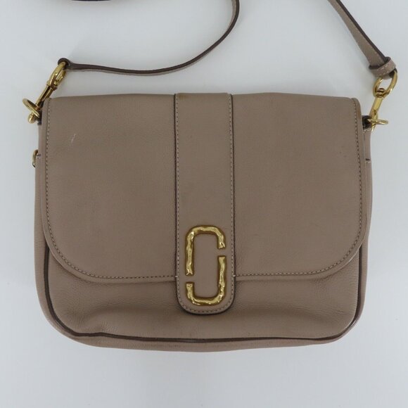 Marc Jacobs Interlock Beige Pebbled Leather Courier Messenger Crossbody Purse - Picture 2 of 16